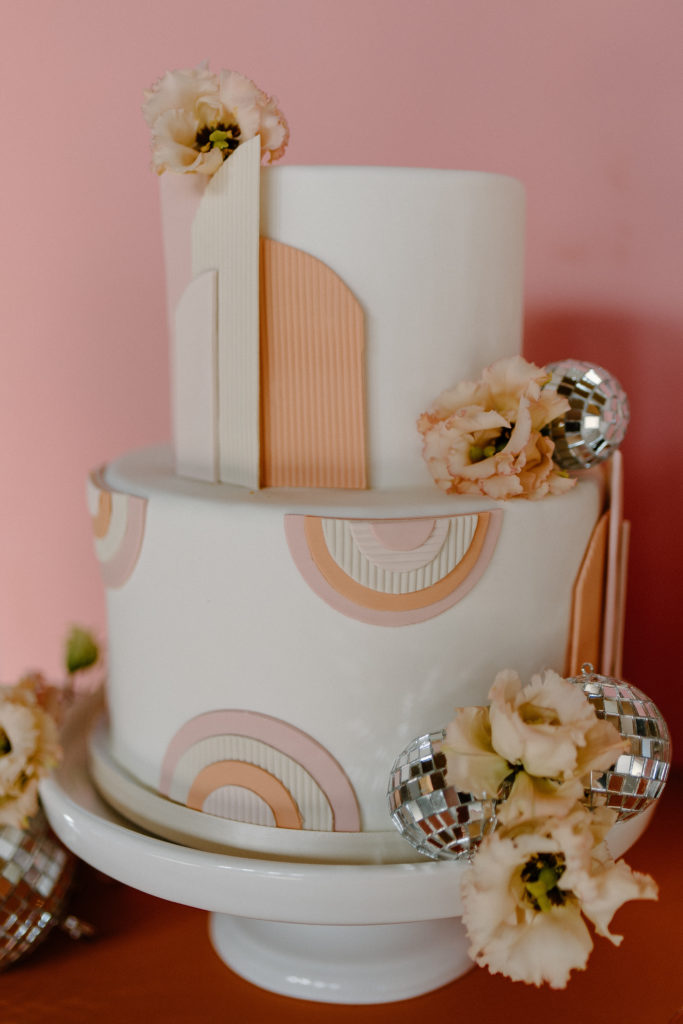 Groovy disco themed wedding cake