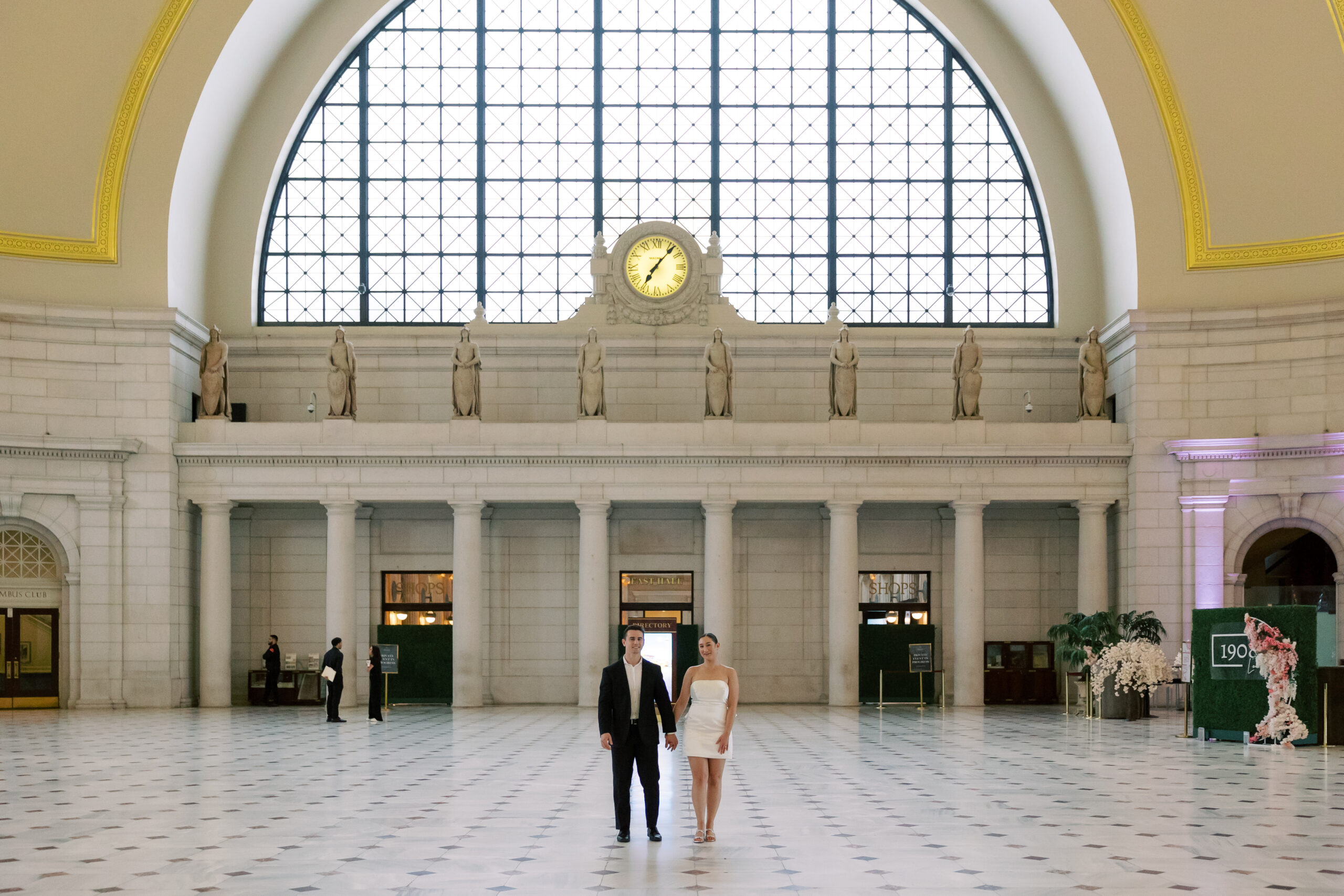 Engagement photos at DC Union Station captured by DMV wedding photographers